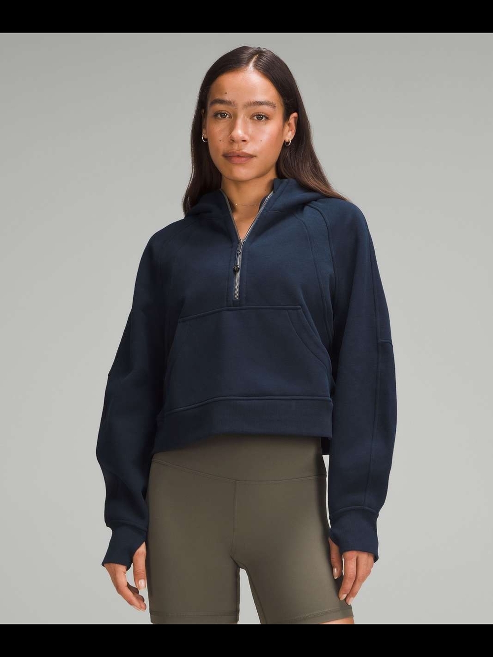 lululemon athletica Navy Cropped Half-Zip Hoodie